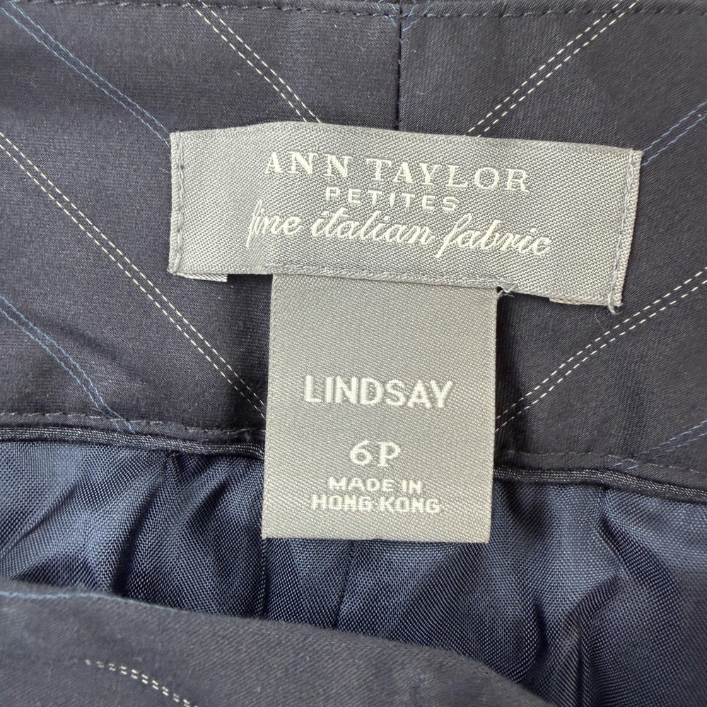 Ann Taylor Dress Pants Womens 6P Gray Pinstripe‎ Lindsay Lined Stretch Twill - Picture 3 of 9